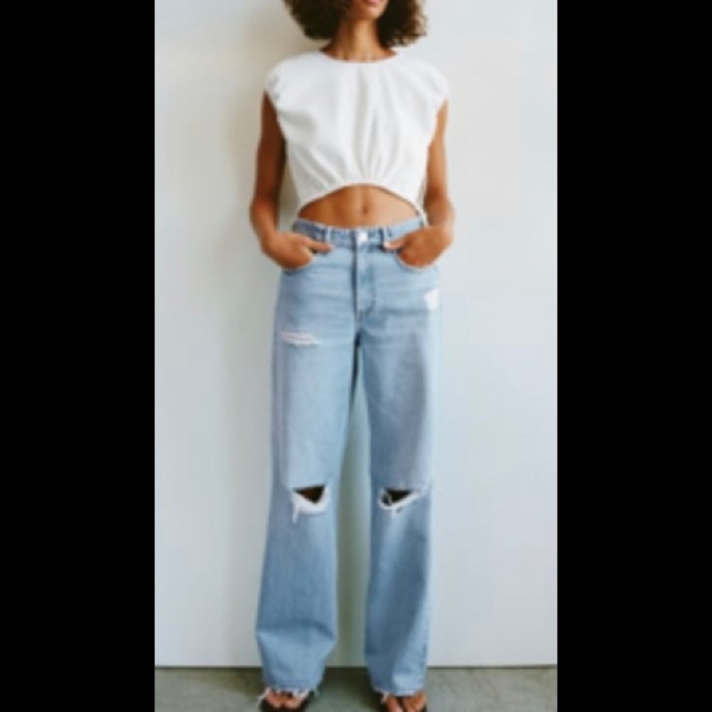 New Zara full length wide leg denim